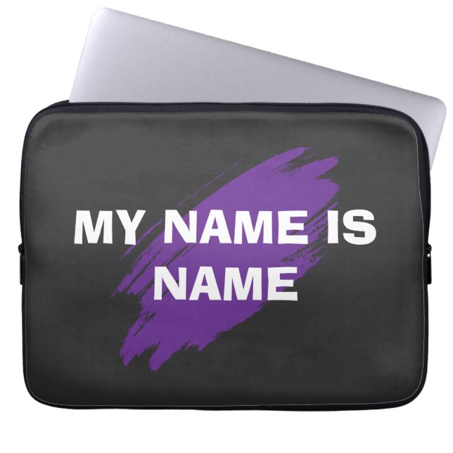 Funda Para Portátil Pintura morada texto personalizado (Frente)