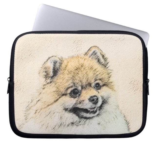 Funda Para Portátil Pintura Pomerania (Naranja) - Arte Perro Original (Frente)