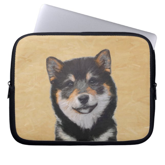 Funda Para Portátil Pintura Shiba Inu (Negro y Tan) - Arte de perro (Frente)