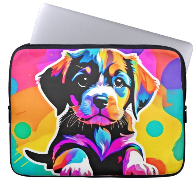 Funda Para Portátil Pintura vibrante de cachorros (Frente)