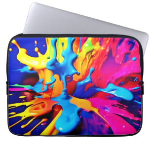 Funda Para Portátil Pintura vibrante Splash Art en colores negrita