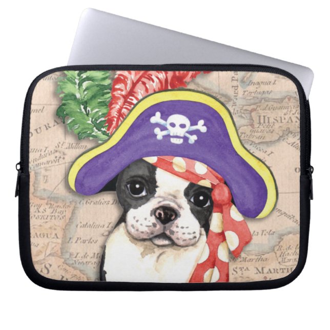 Funda Para Portátil Pirata de Boston Terrier (Frente)