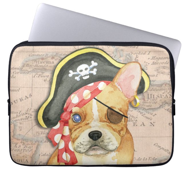 Funda Para Portátil Pirata de Bulldog francés (Frente)