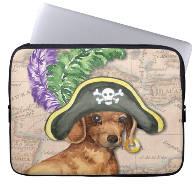 Funda Para Portátil Pirata de Dachshund (Frente)