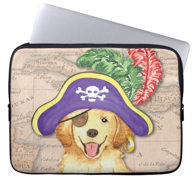 Funda Para Portátil Pirata de Golden Retriever (Frente)