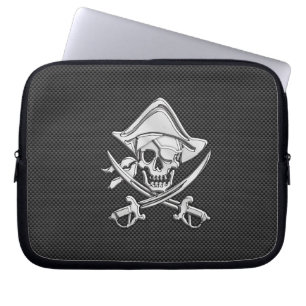 Funda Para Portátil Pirata sonriente plateado en estilo de fibra de ca