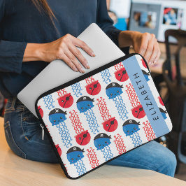 Funda Para Portátil Pirate Jellyfish, patrón de medusas, tu nombre