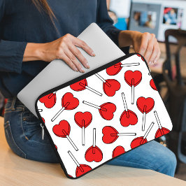Funda Para Portátil Piruetas rojas, piruetas de corazón, patrón de pir
