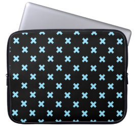 Funda Para Portátil Pisos cruzados azules sobre negro