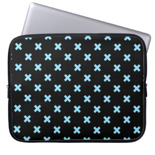 Funda Para Portátil Pisos cruzados azules sobre negro