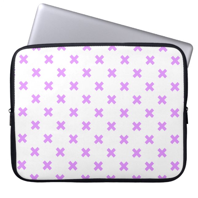 Funda Para Portátil Pisos cruzados de lino sobre blanco (Frente)