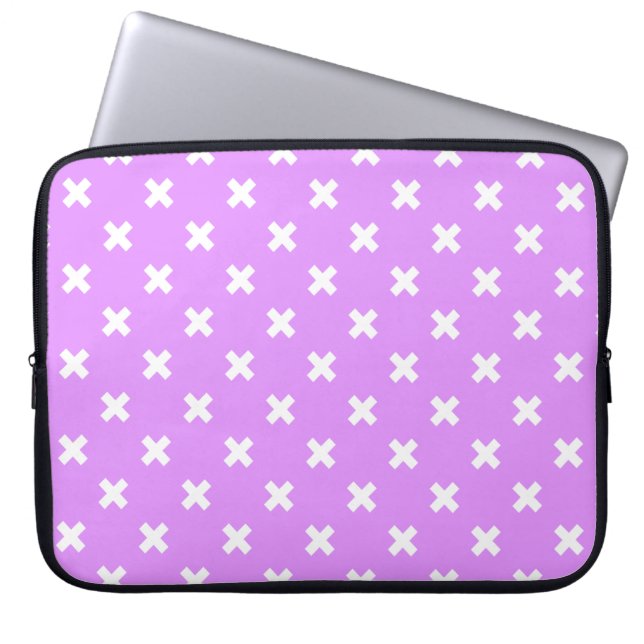 Funda Para Portátil Pisos de cruz blanca sobre lilac (Frente)