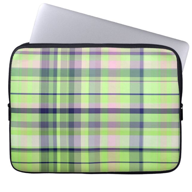 Funda Para Portátil Pistachio Marina Rosa Triste Madrás (Frente)