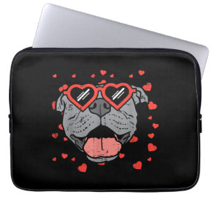 Funda Para Portátil Pitbull Face Glasses Día de San Valentín Mascota P