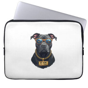 Funda Para Portátil Pitbull Genial Vintage con Gafas de Sol y Cadena d