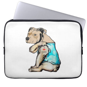 Funda Para Portátil Pitbull Perro Me encanta Papá Tatuaje Divertida Fa