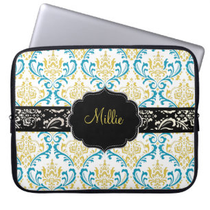 Funda Para Portátil PixDezines Rossi Damask/¡Monograma casera + color!