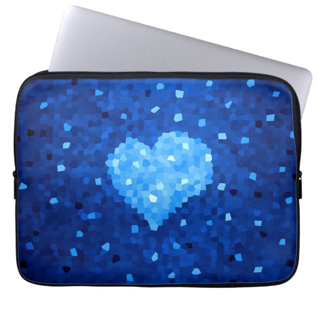 Funda Para Portátil Pixel Art Blue Heart Retro Gamer Amor (Frente)