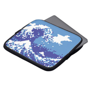 Funda Para Portátil Pixel Tsunami Blue 8 bit Pixel Art
