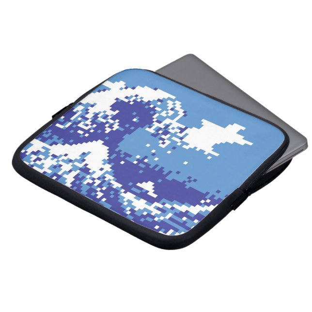Funda Para Portátil Pixel Tsunami Blue 8 bit Pixel Art (Superior anverso)