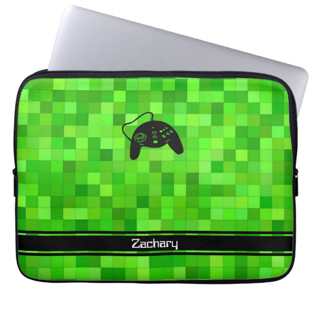 Funda Para Portátil Píxeles de juego verde | Personalizado (Frente)