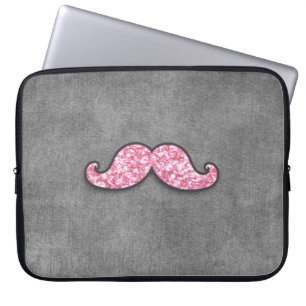 FUNDA PARA PORTÁTIL PIZARRA DEL GRIS DEL BIGOTE DEL PURPURINA DEL ROSA