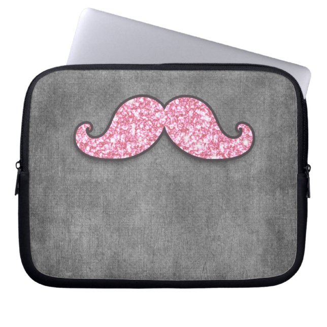 FUNDA PARA PORTÁTIL PIZARRA DEL GRIS DEL BIGOTE DEL PURPURINA DEL ROSA (Frente)