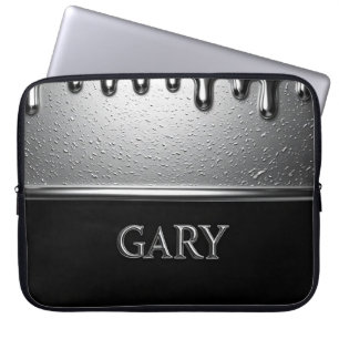 Funda Para Portátil Placa de nombre de cromo Gary con gotas de metal l