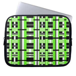 Funda Para Portátil Plaid in Lime Green, Black & Gray