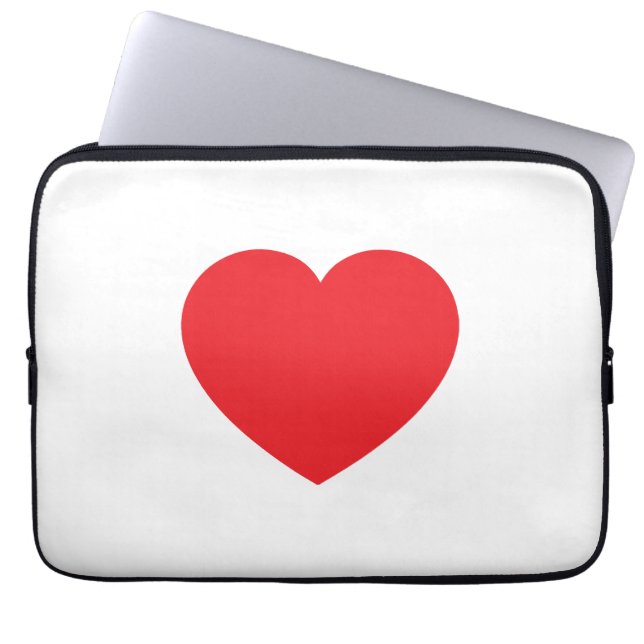 Funda Para Portátil Plain Modern White Red Love Heart Graphic (Frente)