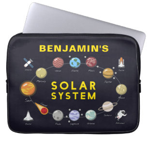 Funda Para Portátil Planetas Sistema Solar Monograma Astronauta Niños 