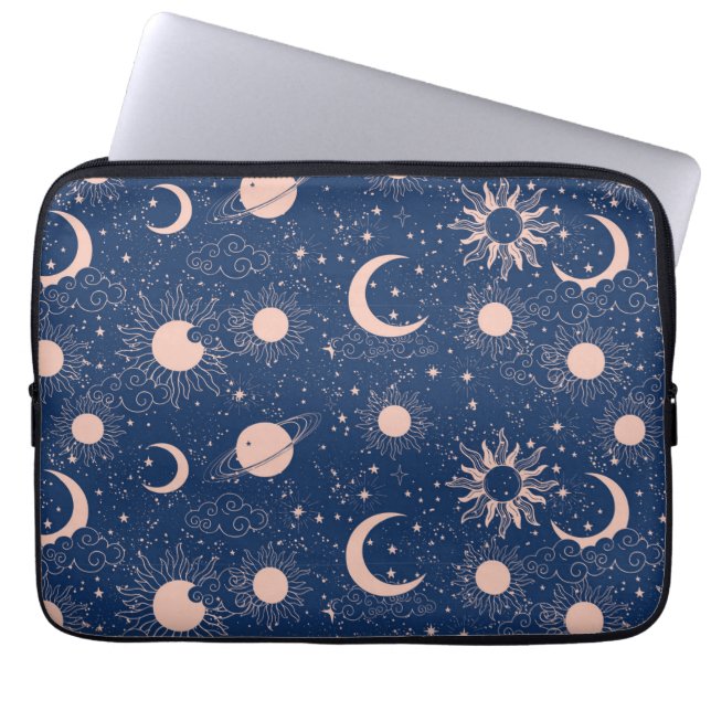Funda Para Portátil Planetas y patrones de estrellas (Frente)