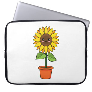 Funda Para Portátil Planta de girasol de Kawaii en una olla