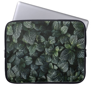 FUNDA PARA PORTÁTIL PLANTA DE HOJAS VERDE Y BLANCA