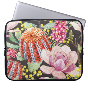 Funda Para Portátil Plantas tropicales australianas, patrón de acuarel