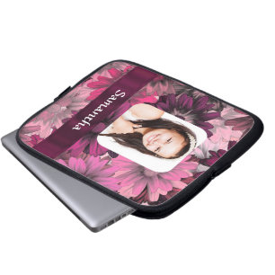 Funda Para Portátil Plantilla de fotografía floral rosa