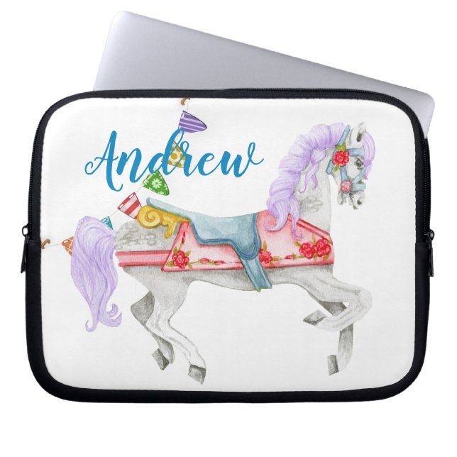 Funda Para Portátil Plantilla de Personalizado de caballo de carrusel (Frente)