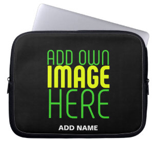 FUNDA PARA PORTÁTIL PLANTILLA DE TEXTO DE IMAGEN NEGRA SENCILLA EDITAB