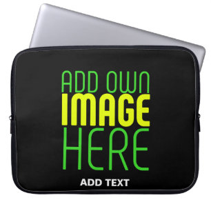 FUNDA PARA PORTÁTIL PLANTILLA DE TEXTO DE IMAGEN NEGRA SENCILLA EDITAB