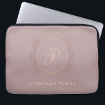 Funda Para Portátil Plantilla Monogramada Rosa Gold Elegant<br><div class="desc">Funda monogramada Rosa Gold Elegant Template para portátiles.</div>