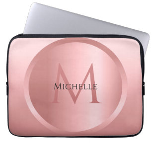 Funda Para Portátil Plantilla Personalizado Rosegold Elegant Mono gram