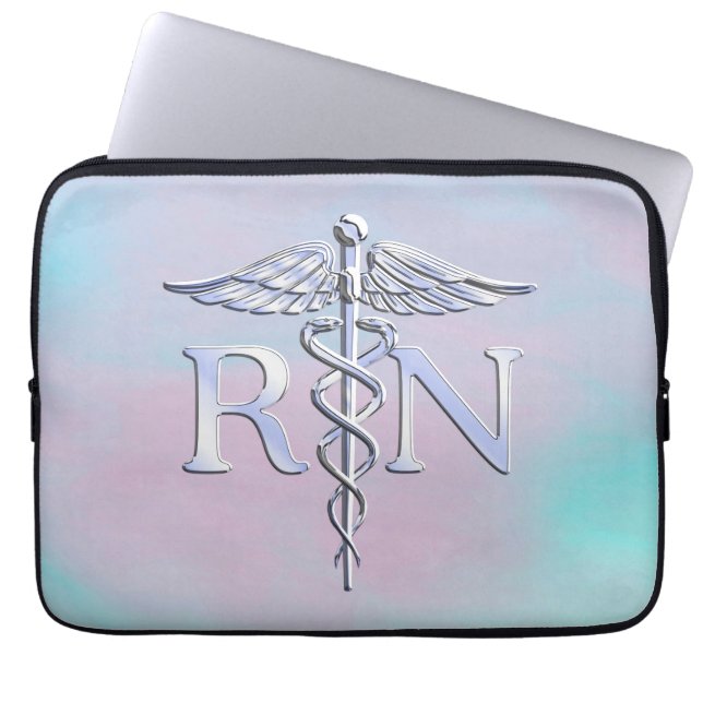 Funda Para Portátil Plata Como RN Caduceus Madre Médica Perla (Frente)