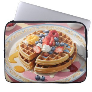 Funda Para Portátil Plato de Desayuno de Waffle de Frutas