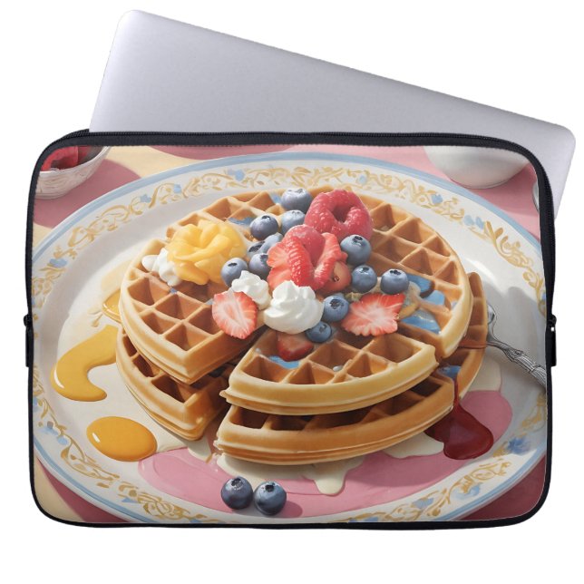 Funda Para Portátil Plato de Desayuno de Waffle de Frutas (Frente)