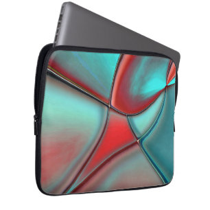 Funda Para Portátil Platos con torsión de borde convexo rojo y turques