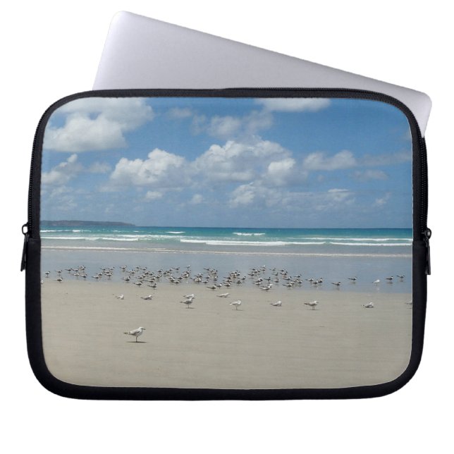 Funda Para Portátil Playa con gaviotas (Frente)