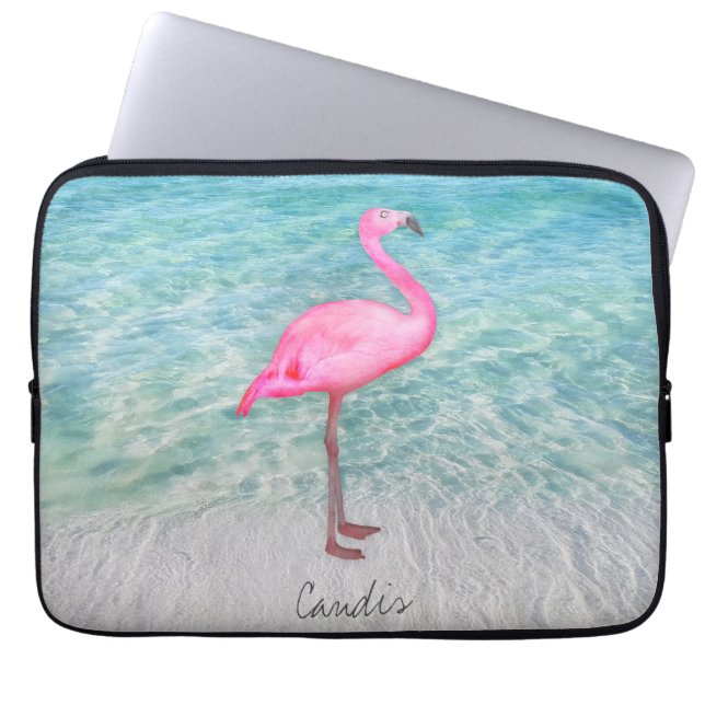 Funda Para Portátil Playa de arena tropical personalizado rosa Flaming (Frente)