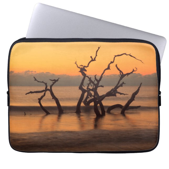 Funda Para Portátil Playa de Driftwood en Sunrise Jekyll Island Georgi (Frente)