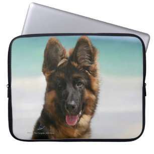 Funda Para Portátil Playa de pelo largo del pastor alemán