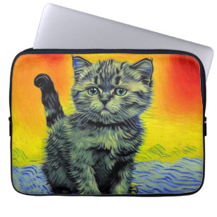 Funda Para Portátil Playa de Sunset Cat Style Van Gogh